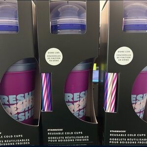 Set of 5 Starbucks Summer 2024 Dome Lid Reusable Cold Cups 24oz Each